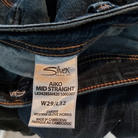 📣2/40$📣 SILVER Aiko mid straight stretch jeans size 29 - Picture 8 of 10